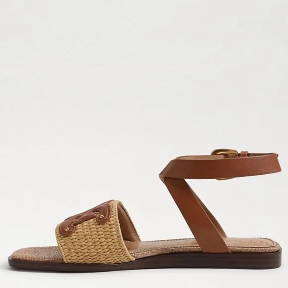 Sam Edelman Ilsie Ankle Strap Sandal Straw Cognac Size 10 - Picture 4 of 14